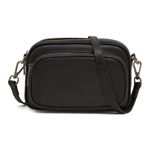 Old Man's Head Top Grain Cow Leather Crossbody Bag Women's Black/Coffee/Red/Brown