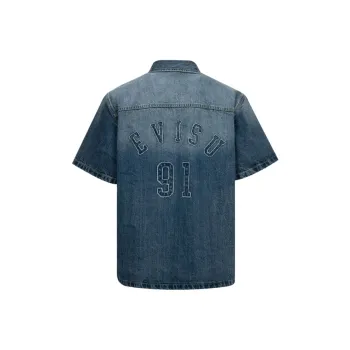 EVISU Short Sleeved Shirt Unisex Denim Blue