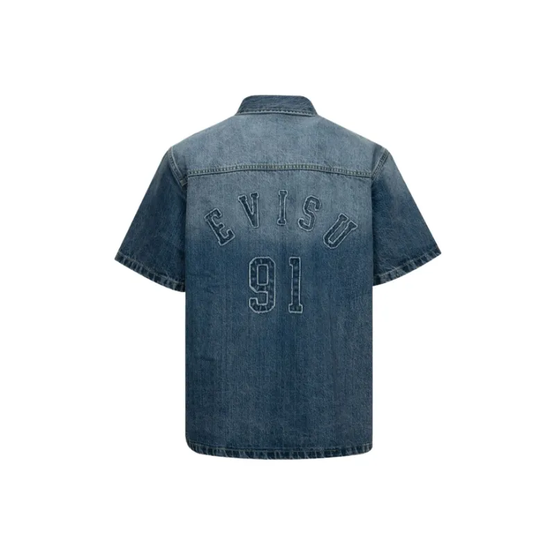 EVISU Short Sleeved Shirt Unisex Denim Blue-0