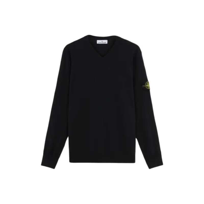 STONE ISLAND V Neck Ribbed Jumper-0