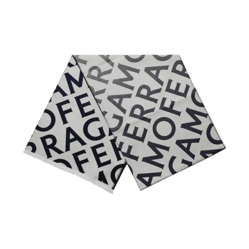 FERRAGAMO Wool Knit Scarves Unisex Gray-1