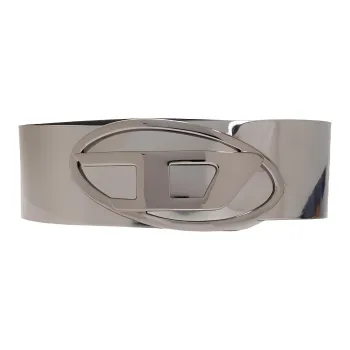 DIESEL Adjustable Design Leather Belts Women's Silver