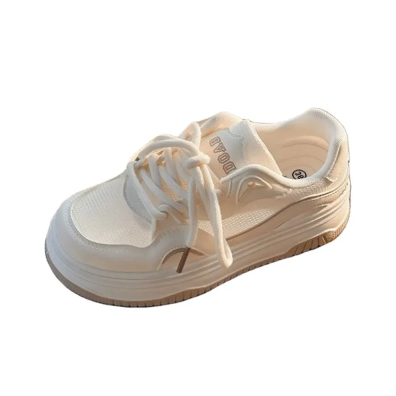 BINGO DUCK Slip Resistant Cushioning Abrasion Resistant Breathable Low Top Skateboard Shoes Women's Ecru-5