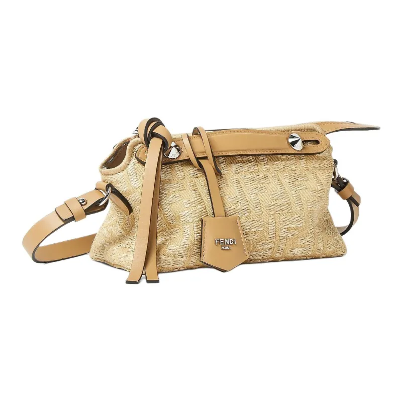 FENDI By The Way Series Cotton One Shoulder Handbag Mini Women's Beige-2