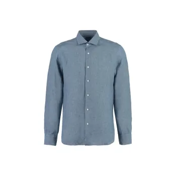 Barba Napoli Chambray Curved Hem Shirt
