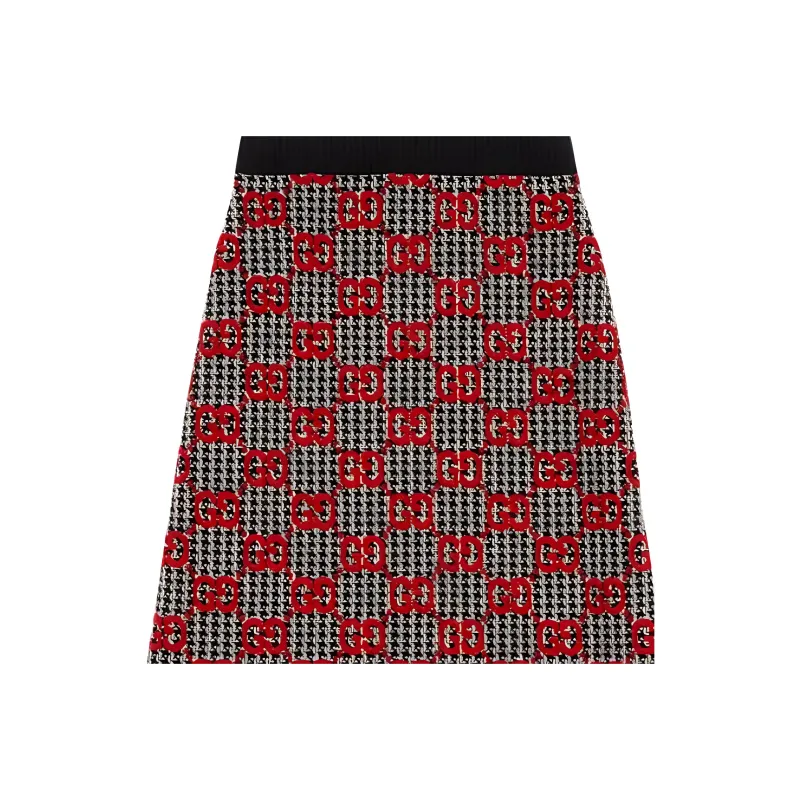 GUCCI GG jacquard Tweed Midi Skirt-2
