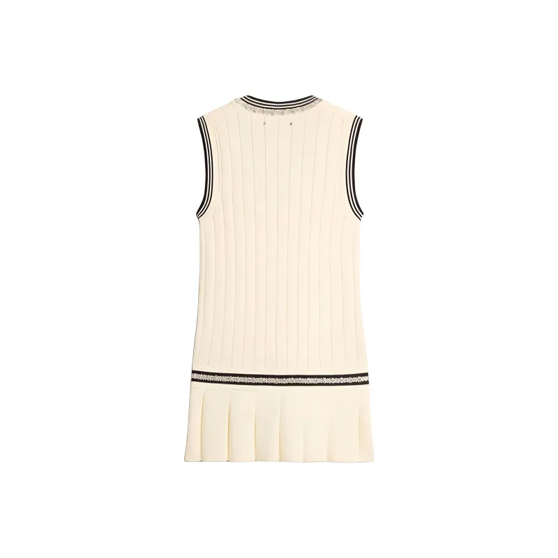 Golden Goose V Neck Embellished Pleated Varsity Dress-1