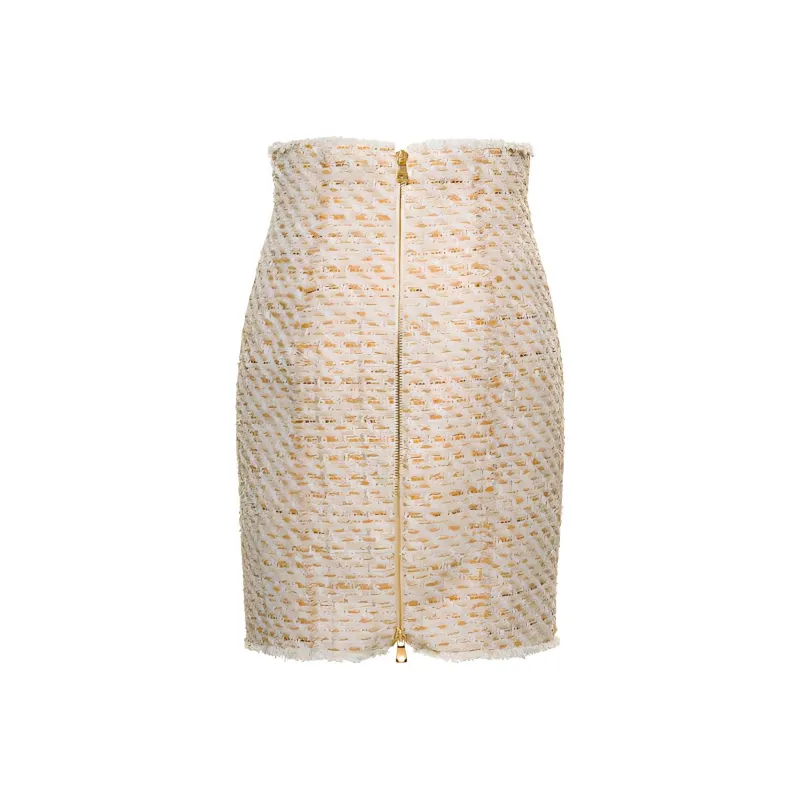 BALMAIN High-Waisted Tweed Skirt-1