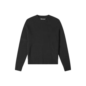 PALM ANGELS Curved Logo Knitted Crewneck