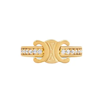 CELINE Triomphe Sparkle Earcuff In Strass And Brass With Gold Finish