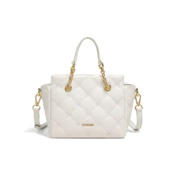 Teenmix Cow Leather With Synthetic Leather Shoulder Bag, Crossbody Bag, Handbag Regular Women's Milkshake White/Black