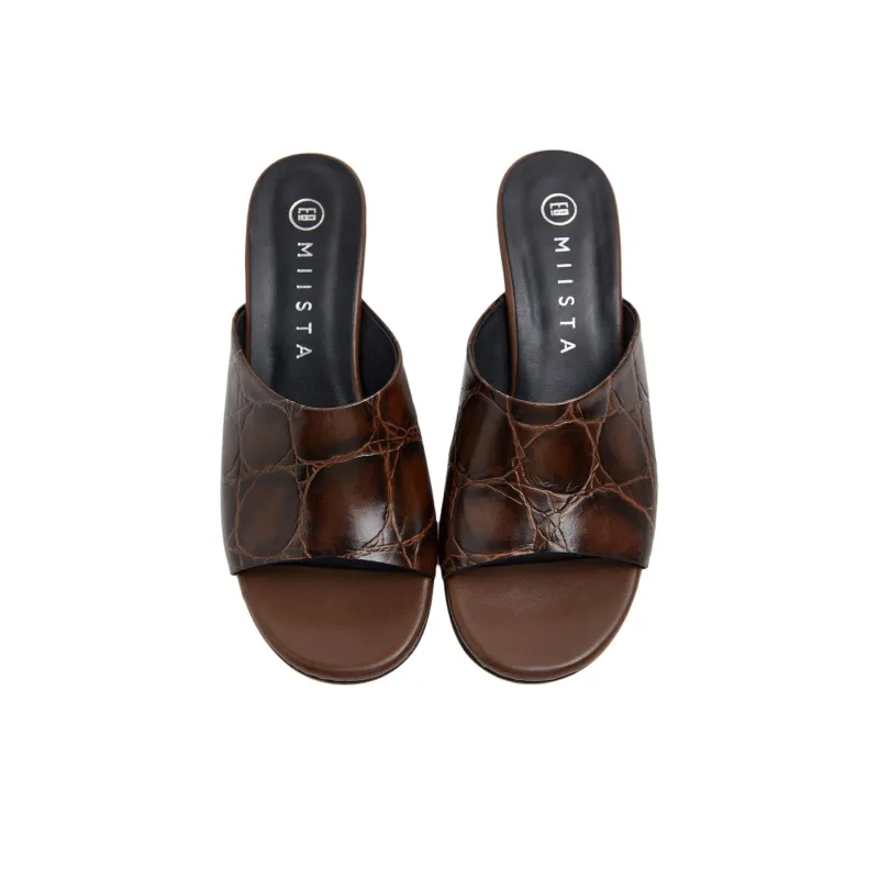 MIISTA Slide Slippers 6cm Women's Brown-1