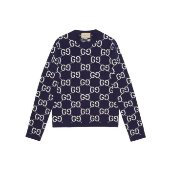 GUCCI GG All Over Crewneck Sweater Navy