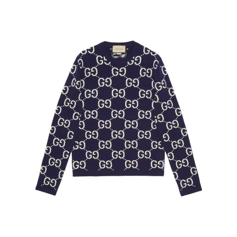 GUCCI GG All Over Crewneck Sweater Navy-0