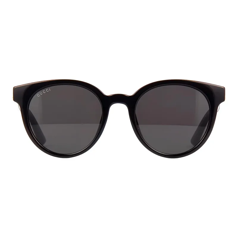 GUCCI Plate Frame Round Sunglasses Women's Dark Gray-1