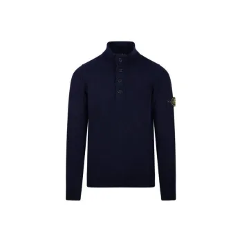STONE ISLAND Logo Patch Mock Neck Sweater