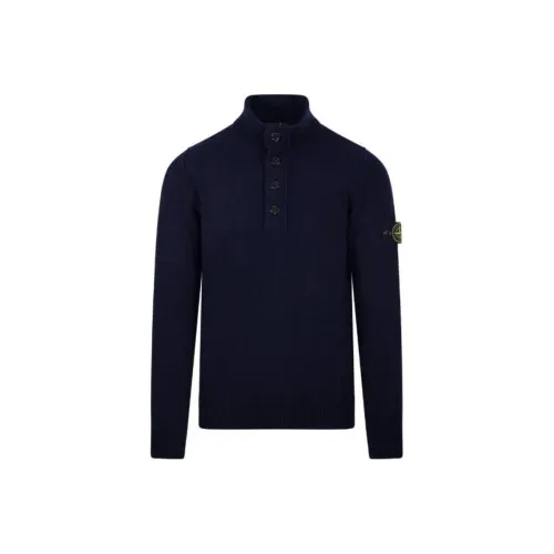 STONE ISLAND Logo Patch Mock Neck Sweater