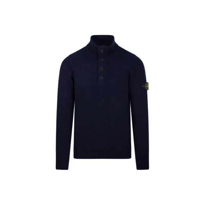 STONE ISLAND Logo Patch Mock Neck Sweater-0