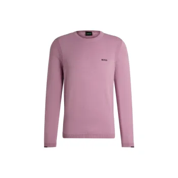 HUGO BOSS Cotton-Blend Regular-Fit Sweater With Logo Print Sweater Men's Light Purple