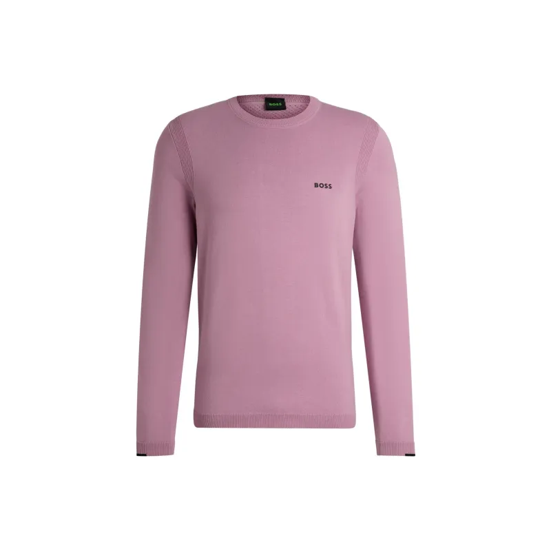 HUGO BOSS Cotton-Blend Regular-Fit Sweater With Logo Print Sweater Men's Light Purple-0
