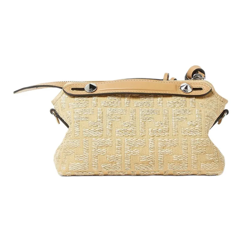 FENDI By The Way Series Cotton One Shoulder Handbag Mini Women's Beige-3
