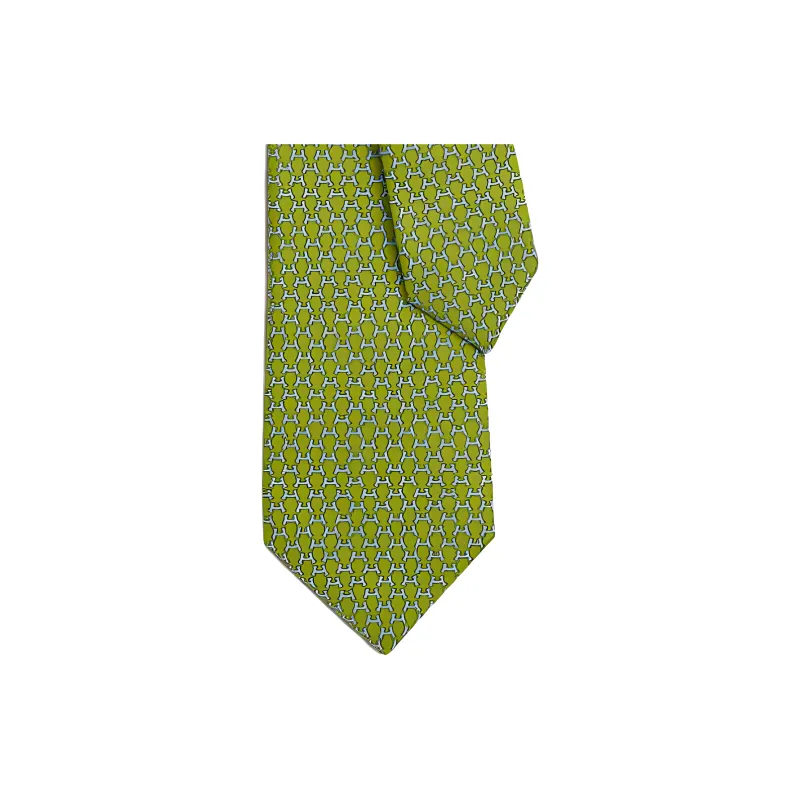HERMES Silk Ties Men's Yellow Green-2