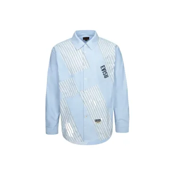 EVISU Casual Shirt Men's Navy Blue Stripes