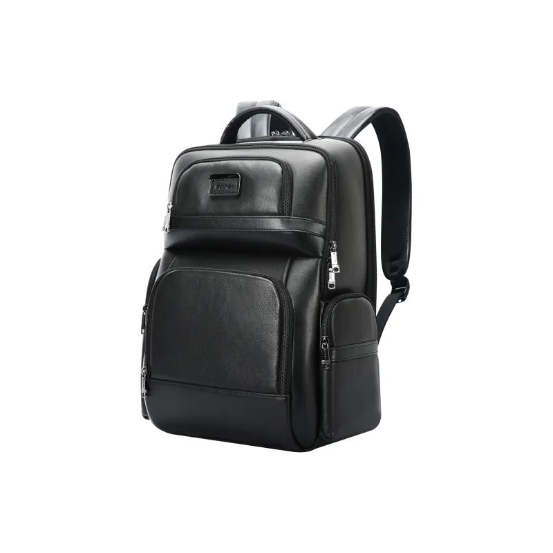 BOPAI Cow Leather With Fabric Backpack Handbag Regular Men's Black-12
