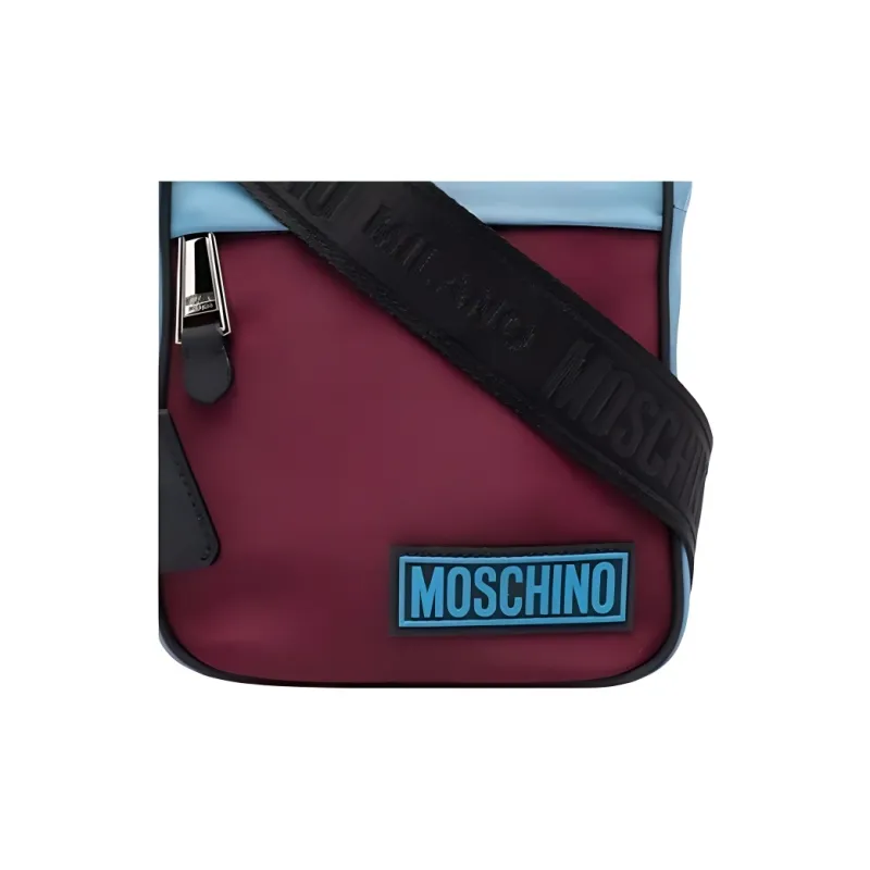 MOSCHINO Polyester Messenger Bag, Small Square Bag, Shoulder Bag, Crossbody Bag Regular Unisex Red Blue & Multicolor-2