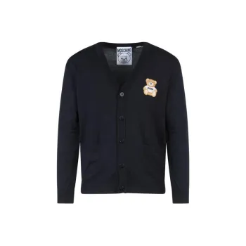 MOSCHINO Teddy Bear Patch V Neck Cardigan