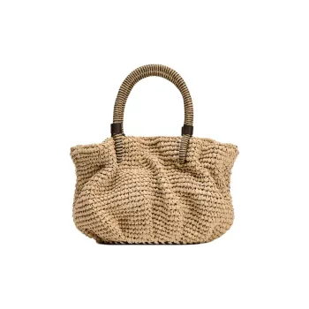 ZARA Paper Bucket Bag, One Shoulder Handbag Mini Women's Light Beige