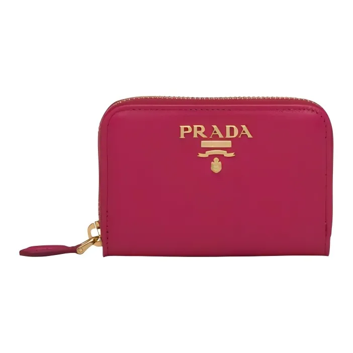 PRADA Saffiano Leather Wallet Women's Pink Peony-0