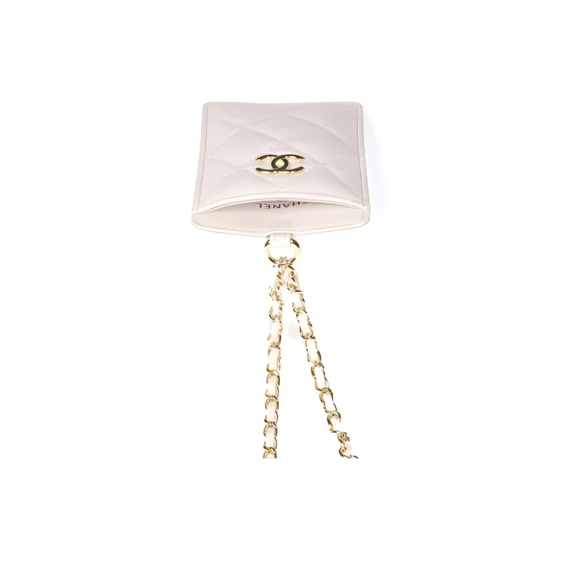 CHANEL Calfskin Card Holder, Crossbody Bag, Necklace Pouch, Card Holder Women's Light Purple-3