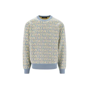 VERSACE All Over Logo Embroidered Crewneck Sweatshirt