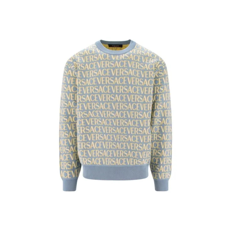 VERSACE All Over Logo Embroidered Crewneck Sweatshirt-0