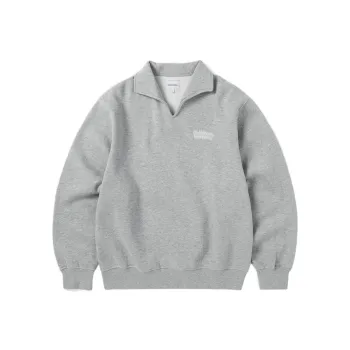 Thisisneverthat FW24 Open Collar Sweatshirt Unisex Heather Gray