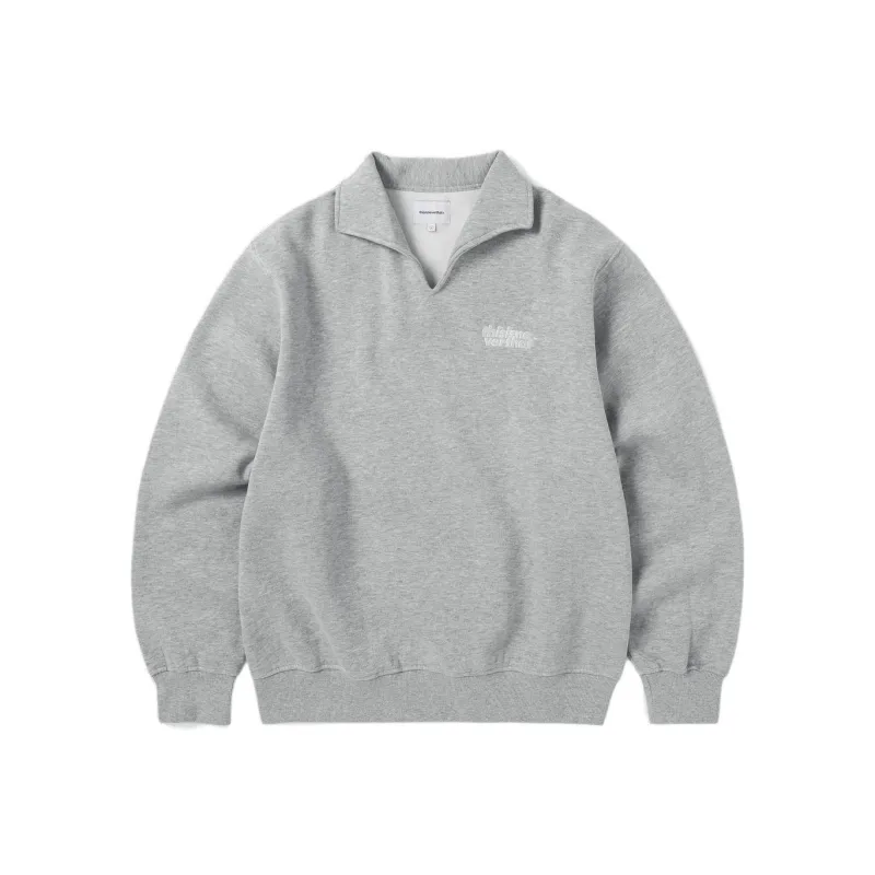Thisisneverthat FW24 Open Collar Sweatshirt Unisex Heather Gray-0