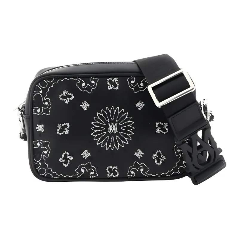 AMIRI Cow Leather Camera Bag Shoulder Bag Crossbody Bag Men's Black-0