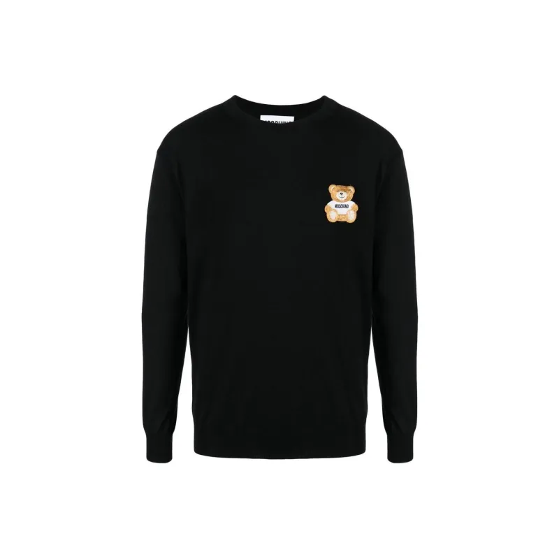 MOSCHINO Teddy Bear Patch Crewneck Knitted Jumper-0