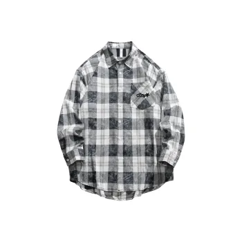 CLOR Shirt Unisex Black White Gray Plaid