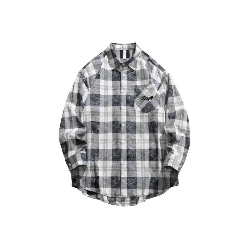 CLOR Shirt Unisex Black White Gray Plaid-0