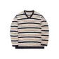 Beige White Navy Blue Stripes