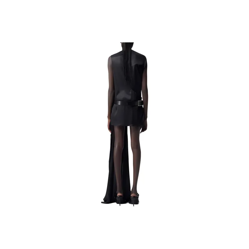 Ann Demeulemeester Mini Draped Sash Dress Sleeveless Dress Women's Black-1