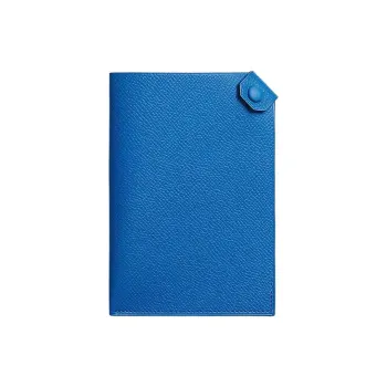 HERMES Tarmac Epsom Calfskin Passport Holder Unisex I7 Bleu Zellige Mosaic Blue