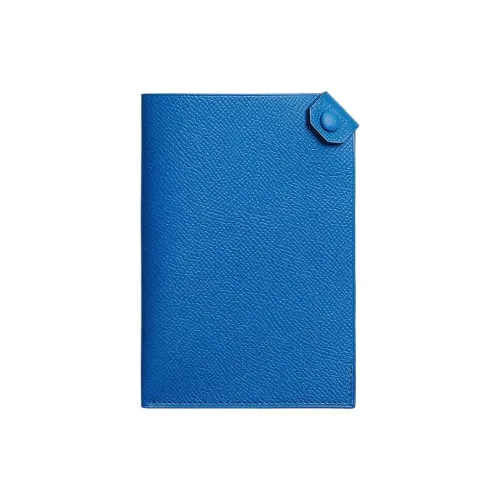HERMES Tarmac Epsom Calfskin Passport Holder Unisex I7 Bleu Zellige Mosaic Blue