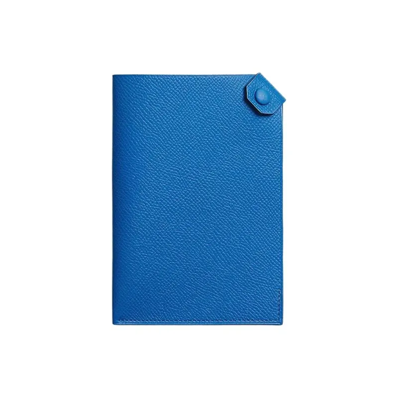 HERMES Tarmac Epsom Calfskin Passport Holder Unisex I7 Bleu Zellige Mosaic Blue-0