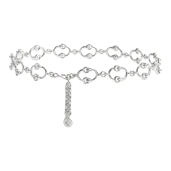 HERMES Palladium Metal Waist Chains Women's Silver Width 2.7CM