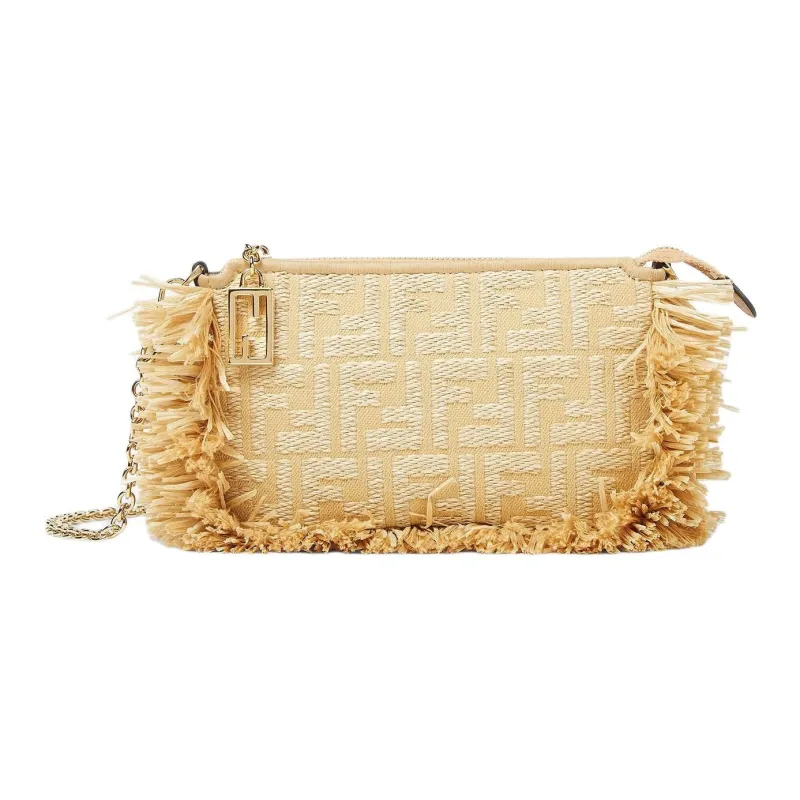 FENDI Baguette Cotton Shoulder Bag Clutch Women's Beige-0