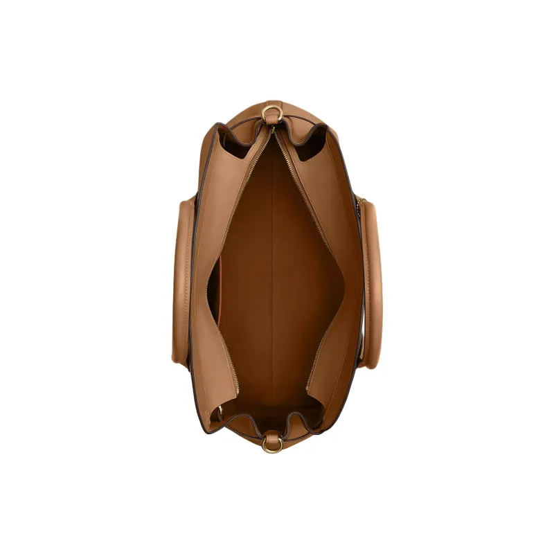 COACH Empire Carryall Textured Leather One Shoulder Handbag Large Size Women's Brass & Honey Brown-3