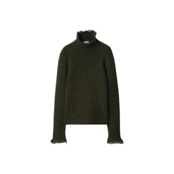 Burberry High Neck Fringed Edge Jumper